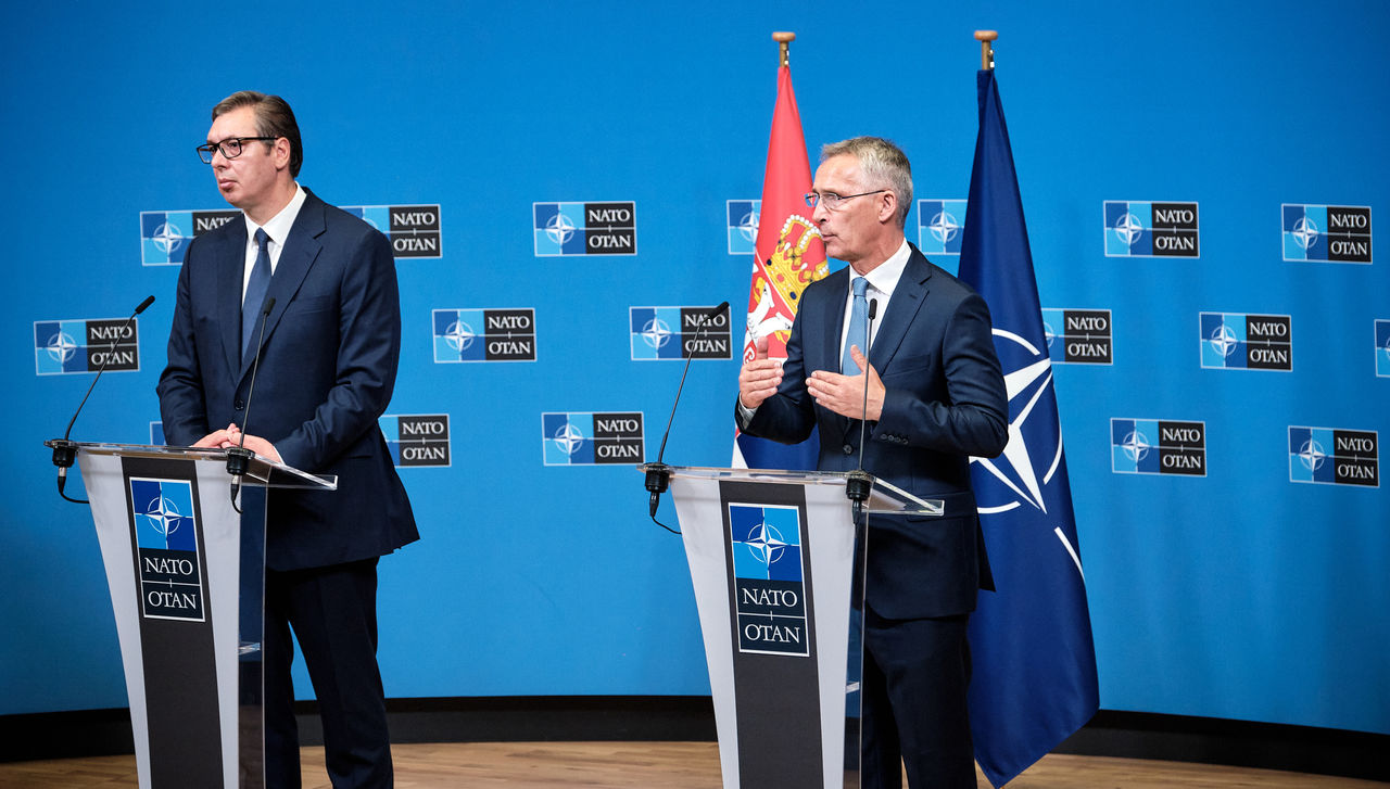 NATO Secretary General Jens Stoltenberg and the President of the Republic of Serbia, Aleksandar Vučić