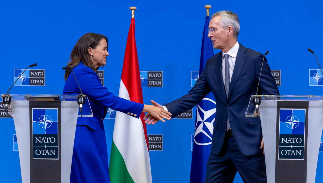 The President of Hungary, Katalin Novák visits NATO and meets with NATO Secretary General Jens Stoltenberg
