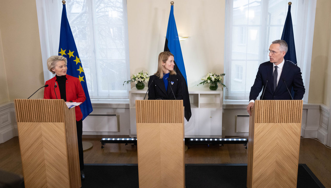 Joint press conference of the NATO Secretary General, the Prime Minister of Estonia and the President of the European Commission at Stenbock House