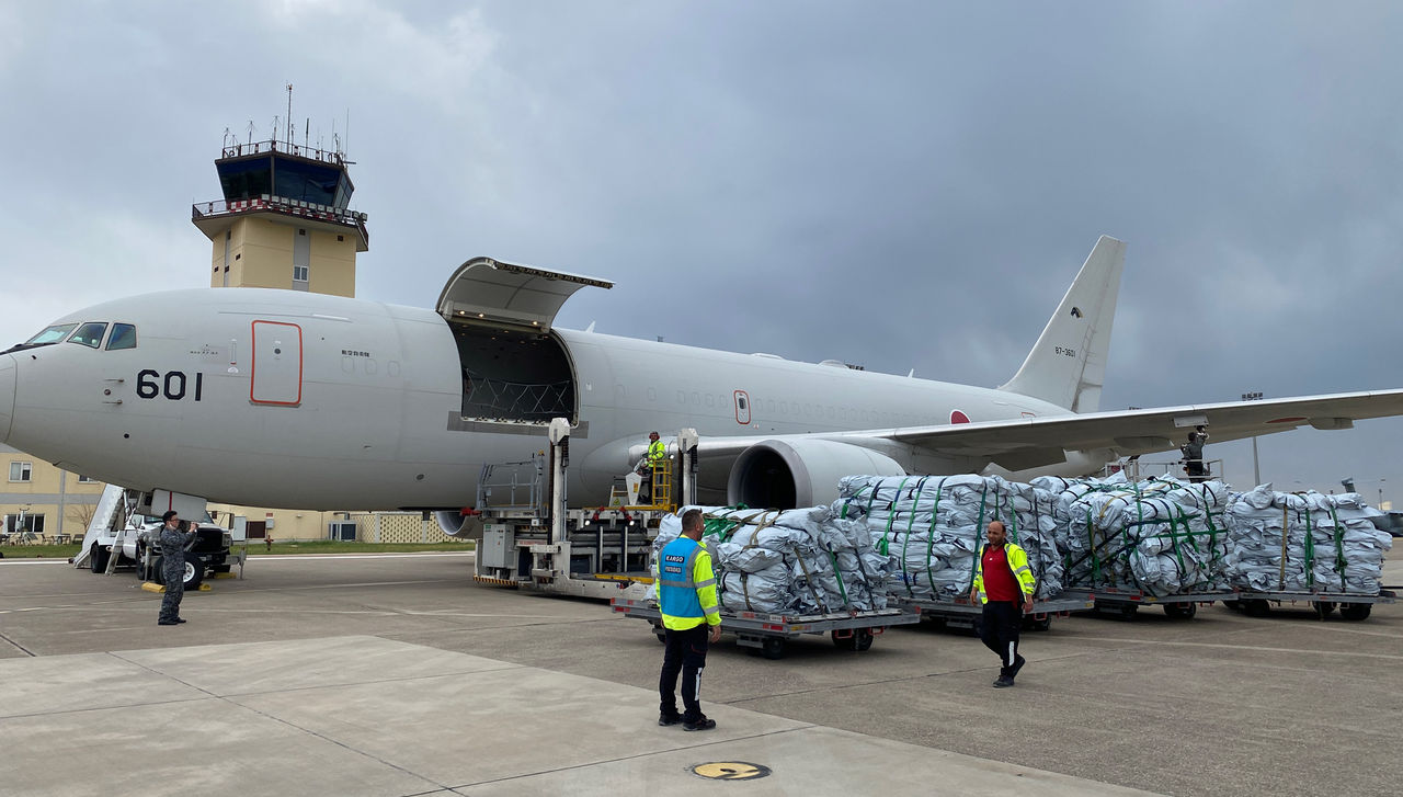 As part of a NATO-coordinated air-bridge, NATO partner Japan is flying hundreds of tents and other cargo to Türkiye. This is the first international emergency relief operation conducted by the Japanese Self-Defense Forces in cooperation with NATO.