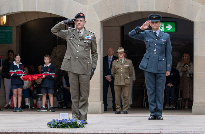 Lieutenant General Diella, Director of the NATO Cooperative Security Division and Wing Commander Jones, Section Head of the NATO Cooperative Security Division, at the Australian War Memorial, Canberra