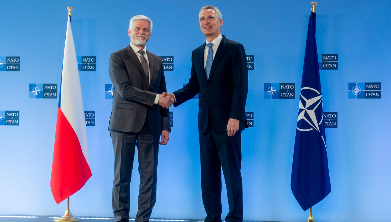 NATO Secretary General Jens Stoltenberg meets with the President of the Czech Republic, Petr Pavel, at NATO Headquarters.