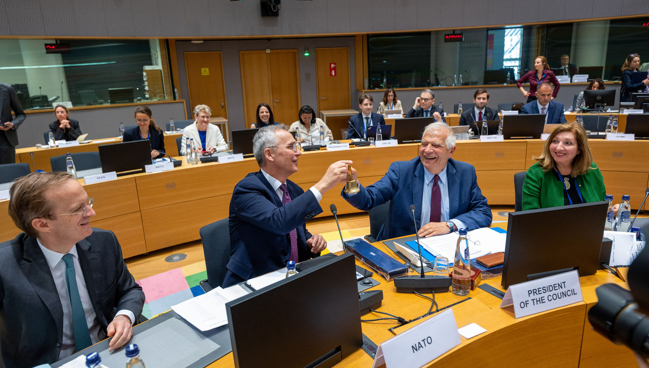 NATO Secretary General Jens Stoltenberg at the meeting of the Foreign Affairs Council of the European Union with Josep Borrell, EU High Representative for Foreign Affairs and Security Policy