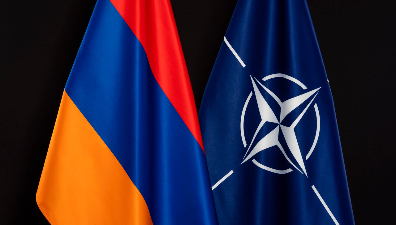 NATO and Armenia flags