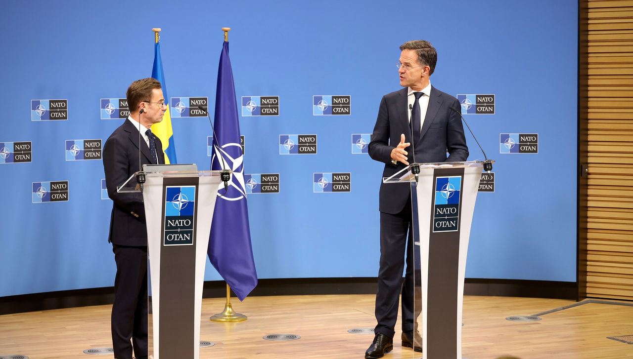 NATO Secretary General Mark Rutte and the Prime Minister of Sweden, Ulf Kristersson
