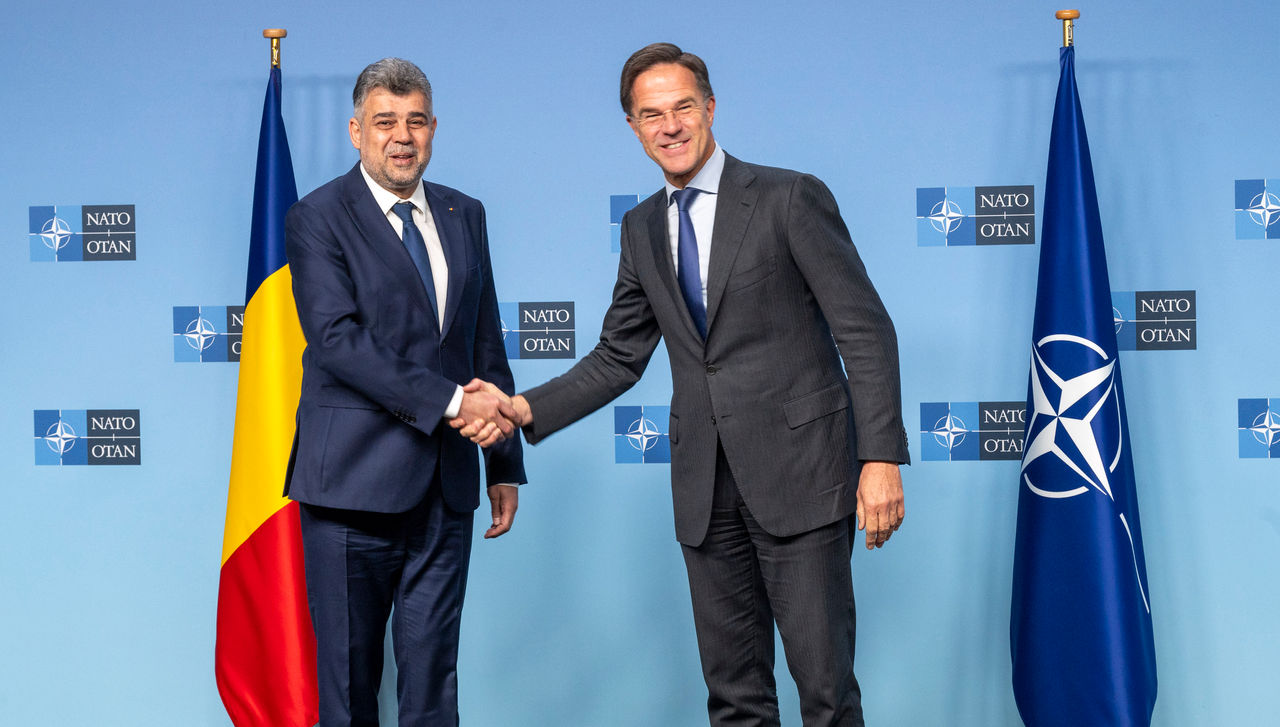 NATO Secretary General Mark Rutte meets with the Prime Minister of Romania, Marcel Ciolacu