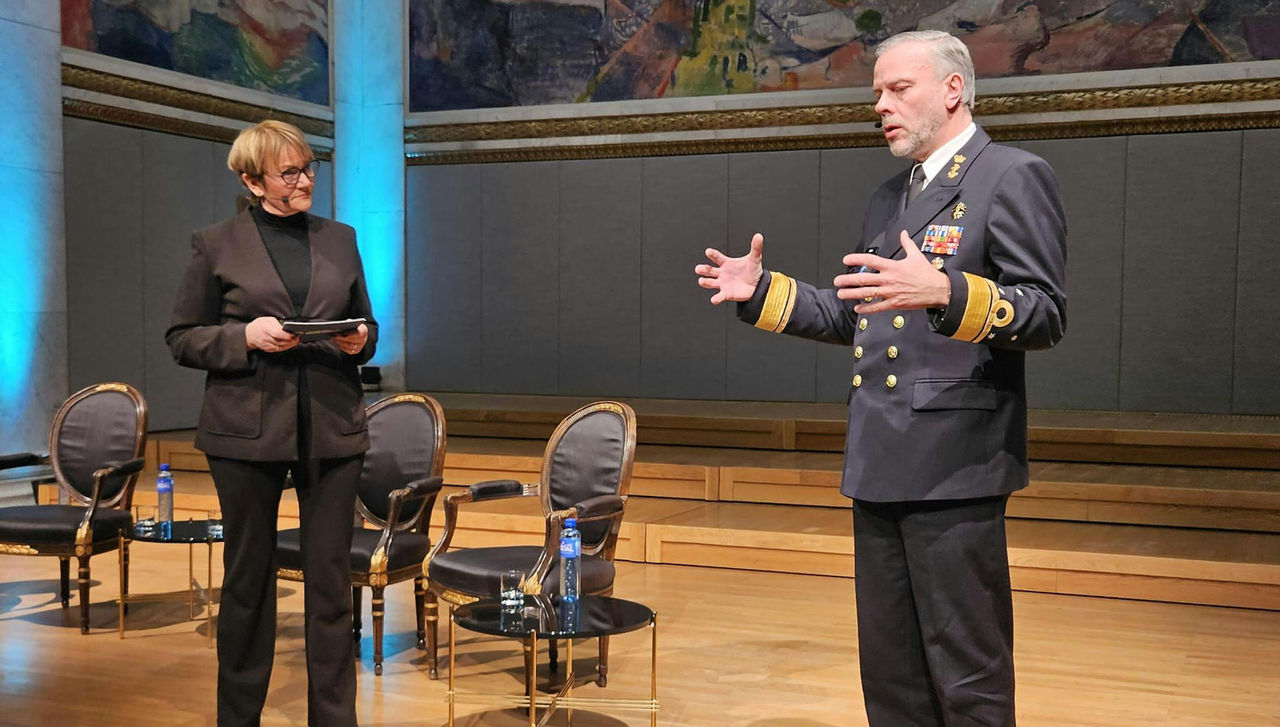 Chair of the NATO Military Committee Admiral Rob Bauer speaks at Leangkollen Security Conference