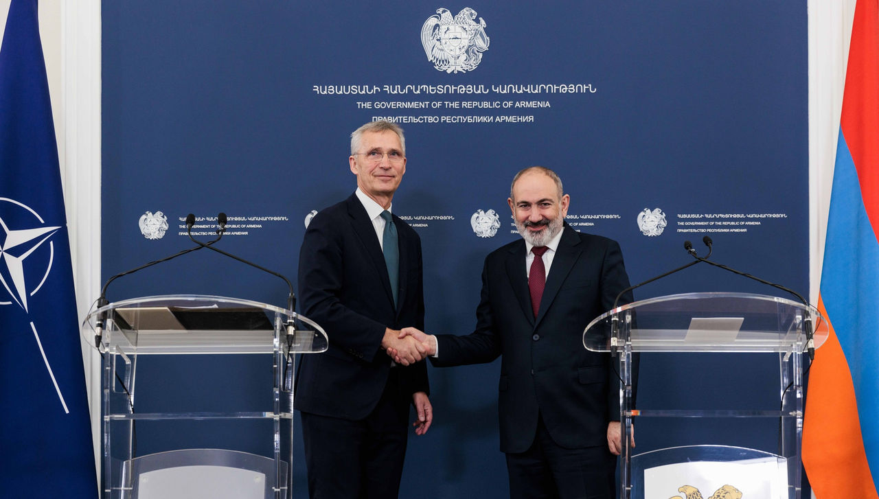 NATO Secretary General Jens Stoltenberg and the Prime Minister of Armenia, Nikol Pashinyan