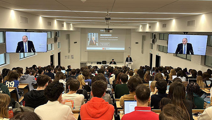 NATO Deputy Secretary General Mircea Geoană speaks at Sciences Po in Paris