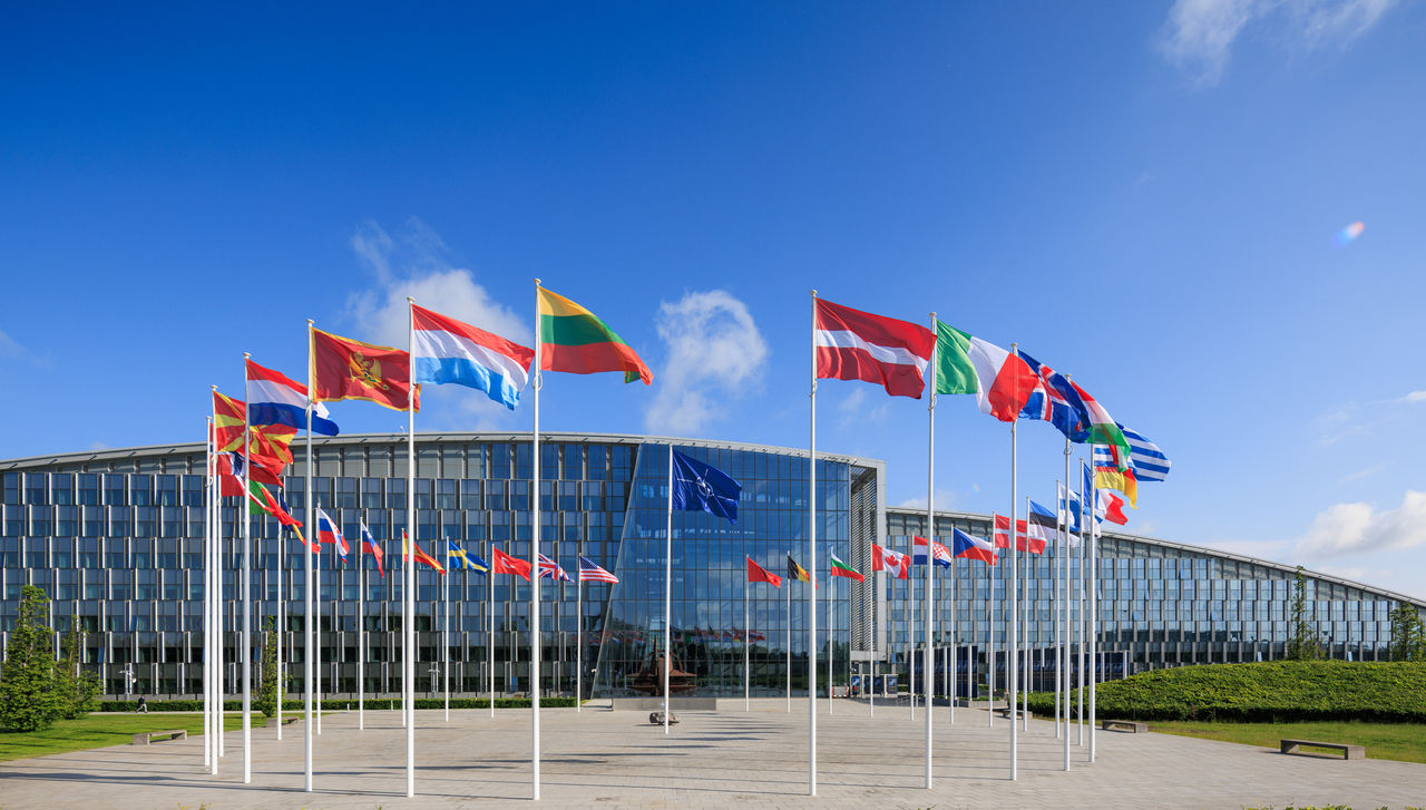 Flag circle at NATO headquarters in Brussels