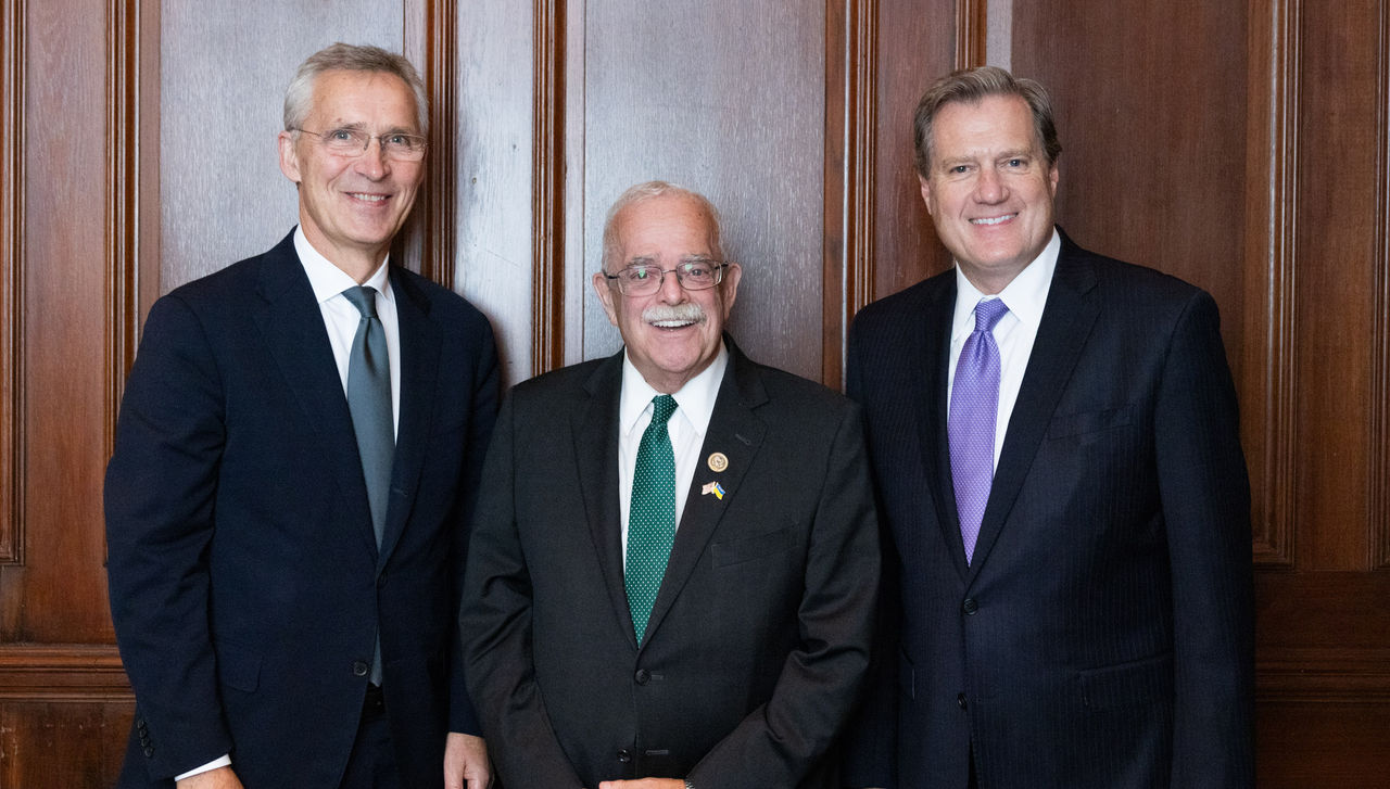 NATO Secretary General Jens Stoltenberg meets with Congressmen Mike Turner and Gerry Connolly