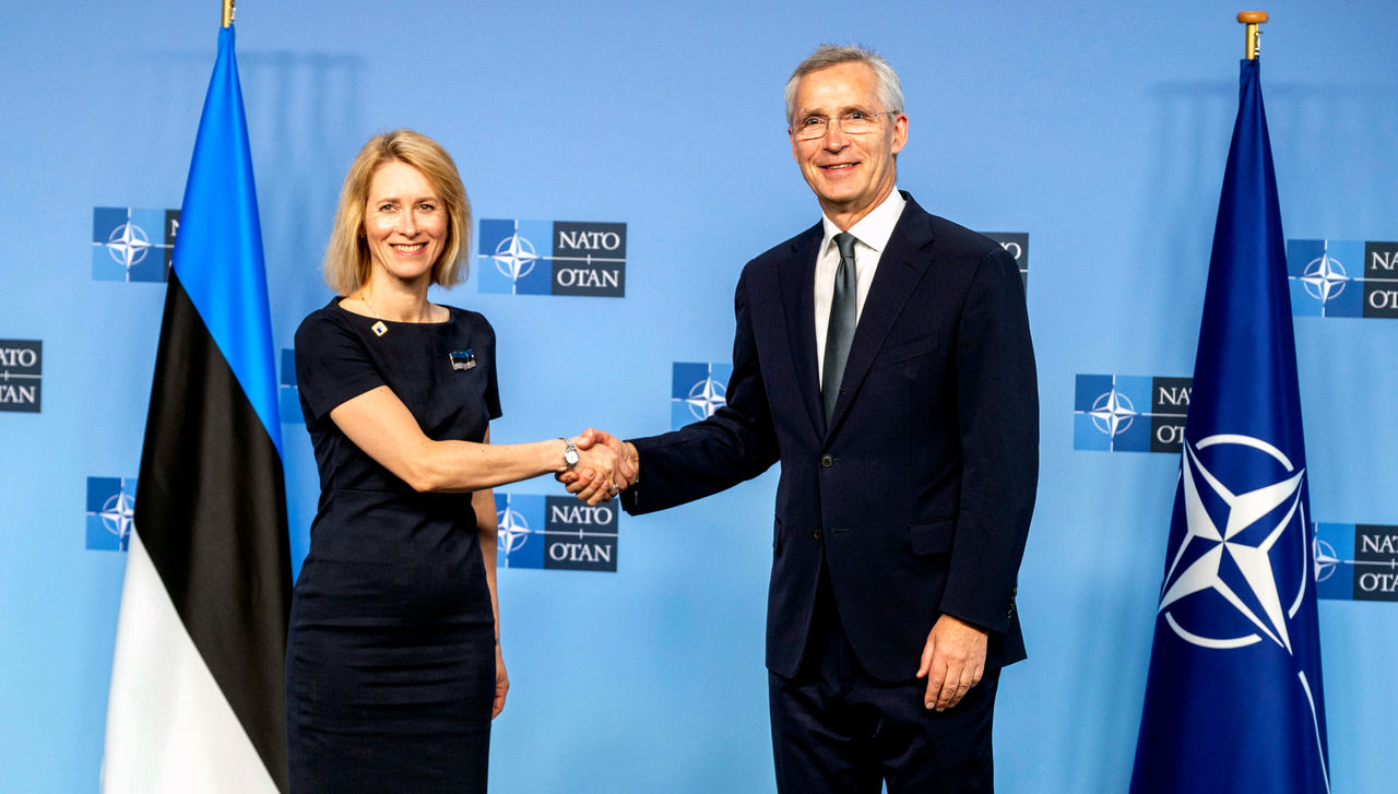 NATO Secretary General Jens Stoltenberg with the Prime Minister of Estonia, Kaja Kallas