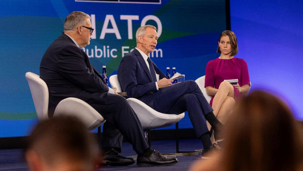 The NATO Assistant Secretary General for Operations and Secretary General's Special Coordinator for Counter-Terrorism, Tom Goffus, participates in a session of the Washington Summit Public Forum, 11 July 2024. 