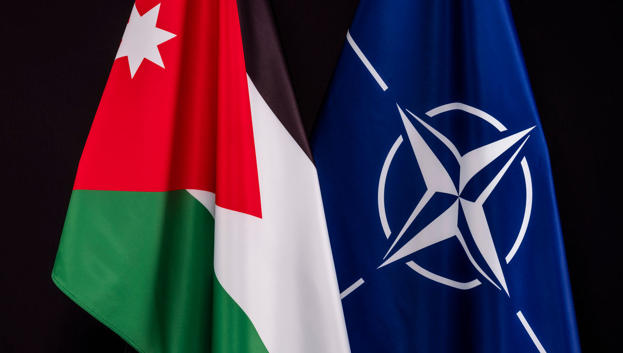 NATO + Jordon flags on black