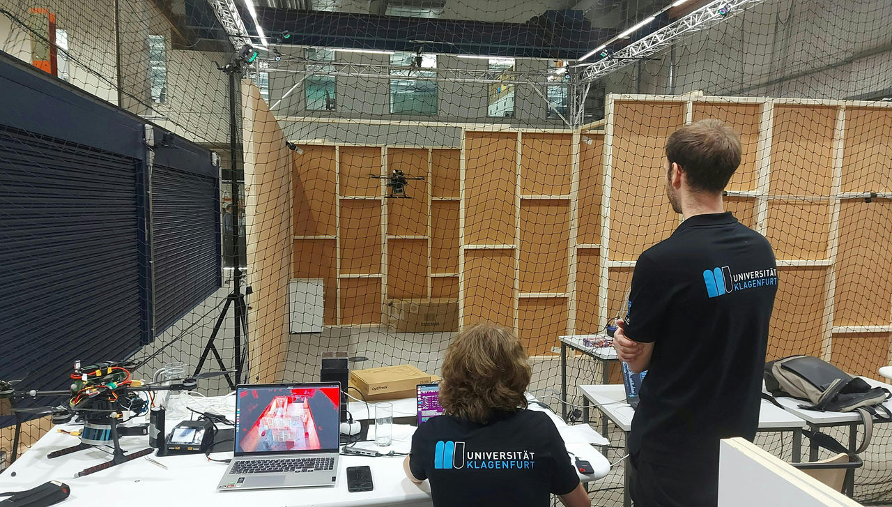 A team at work during the drone competition in London