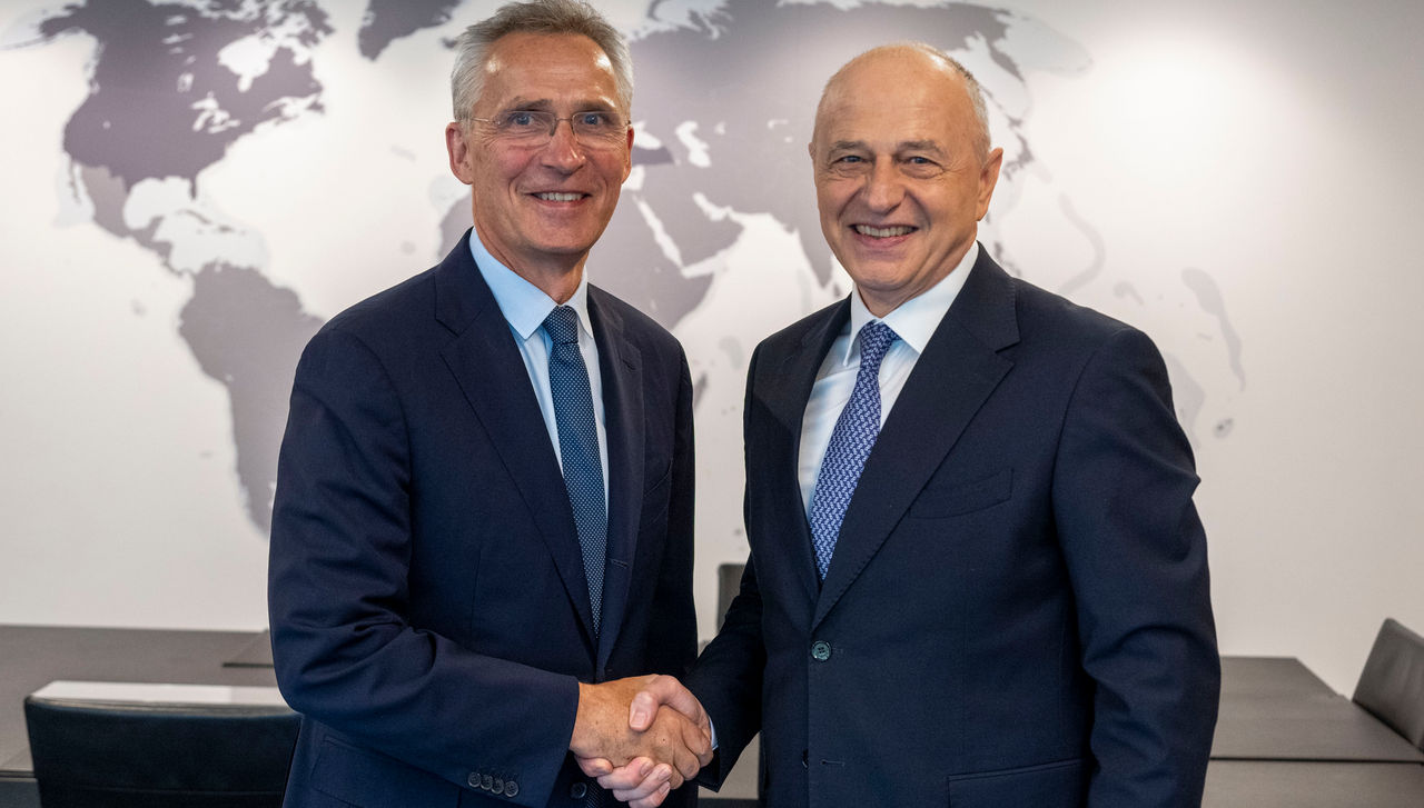 NATO Secretary General Jens Stoltenberg with NATO Deputy Secretary General Mircea Geoană