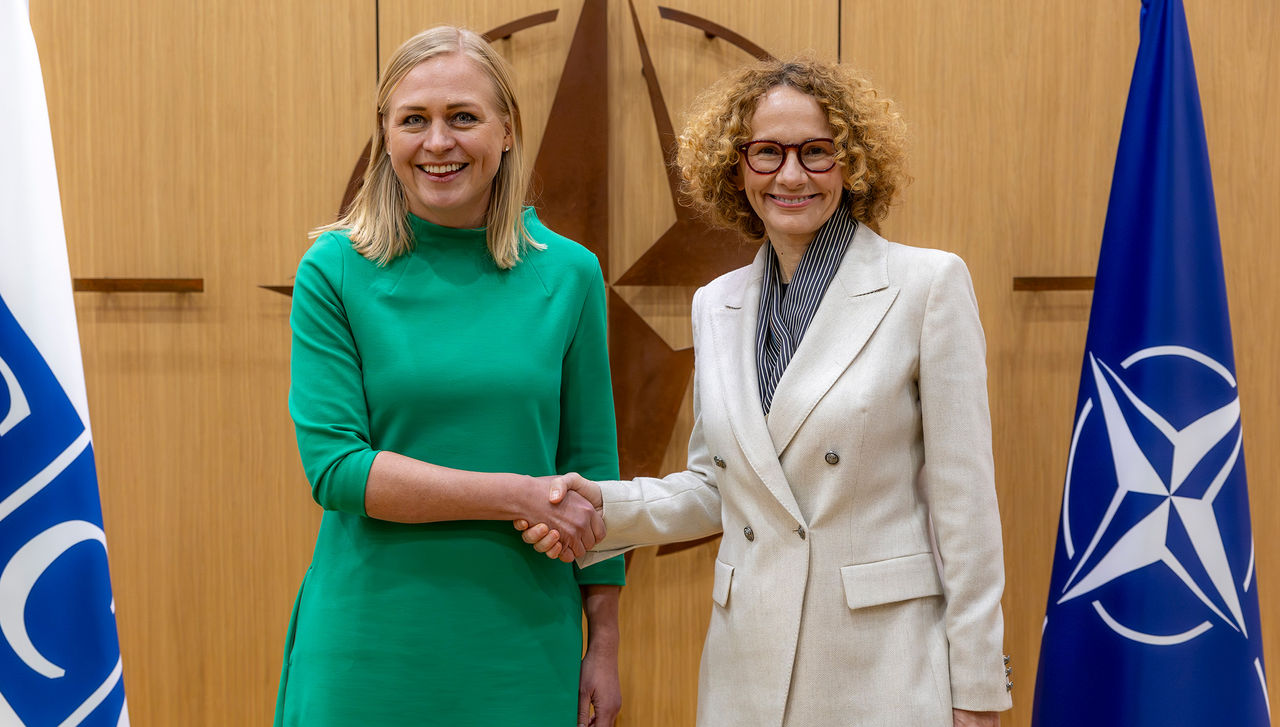 NATO Deputy Secretary General Radmila Shekerinska meets with Elina Valtonen, Minister for Foreign Affairs of Finland and Chairperson-in-Office of the OSCE, at NATO Headquarters