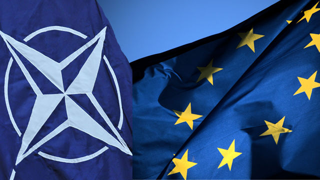 EU and NATO flags