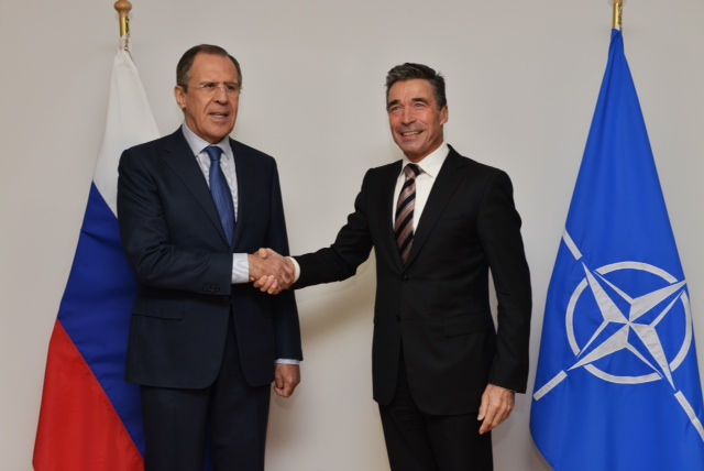 Russian Minister of Foreign Affairs, Sergey Lavrov meets with NATO Secretary General Anders Fogh Rasmussen