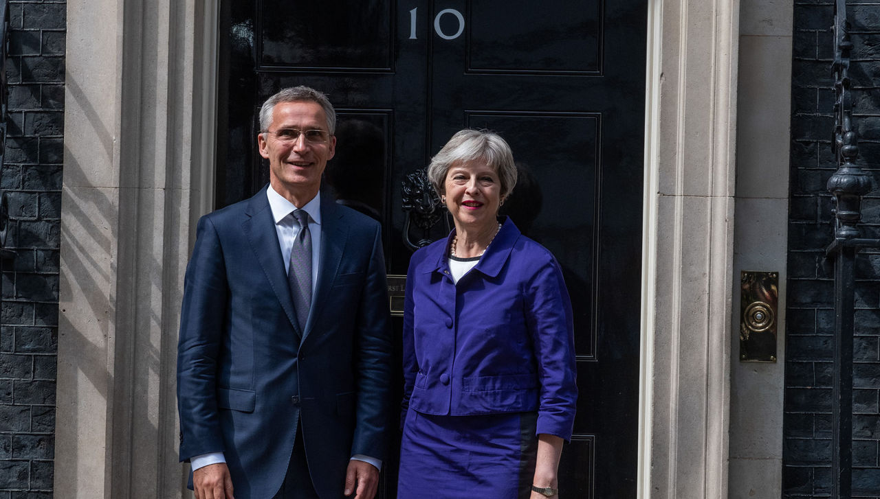 NATO Secretary General Jens Stoltenberg meets with the Prime Minister of the United Kingdom of Great Britain and Northern Ireland, Theresa May