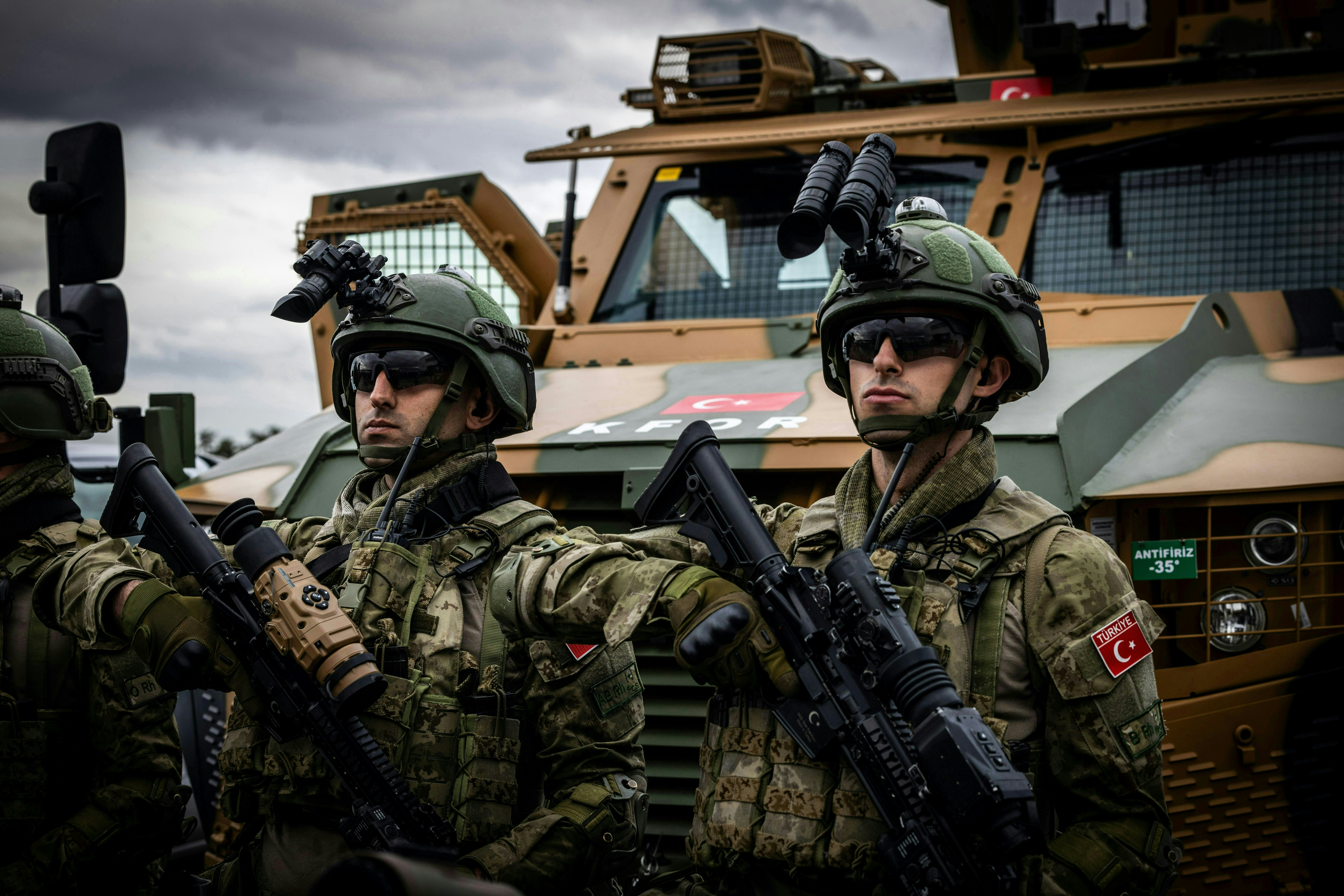 NATO soldiers observe the Northern Lights during exercise Nordic Response 24. Norway, March 2024.
