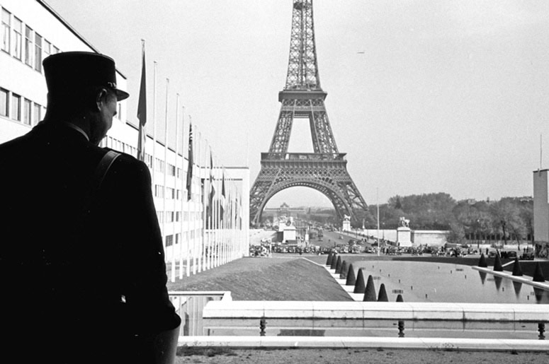 View of Eiffel Tower from NATO HQ at the Palais de Chaillot in Paris