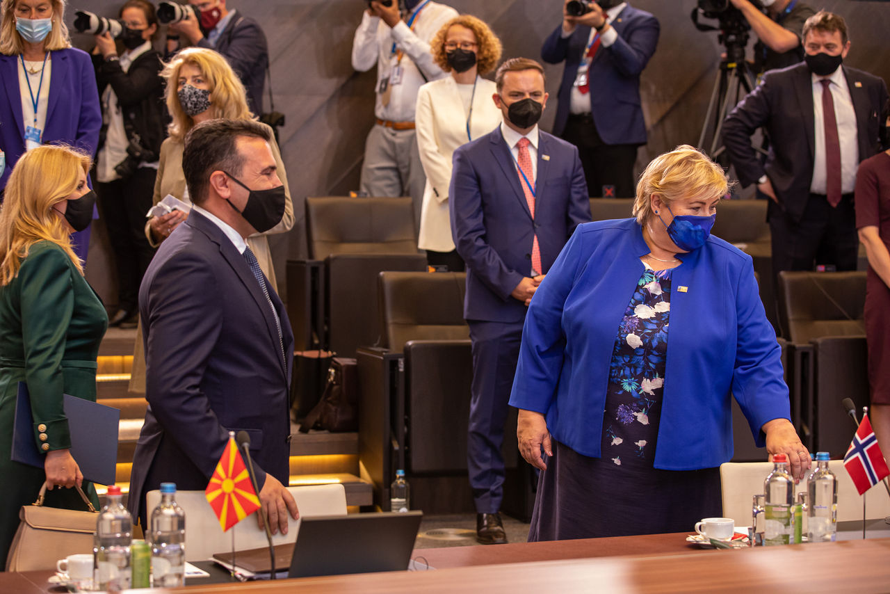 Zoran Zaev (Prime Minister, North Macedonia) and Erna Solberg (Prime Minister, Norway)
