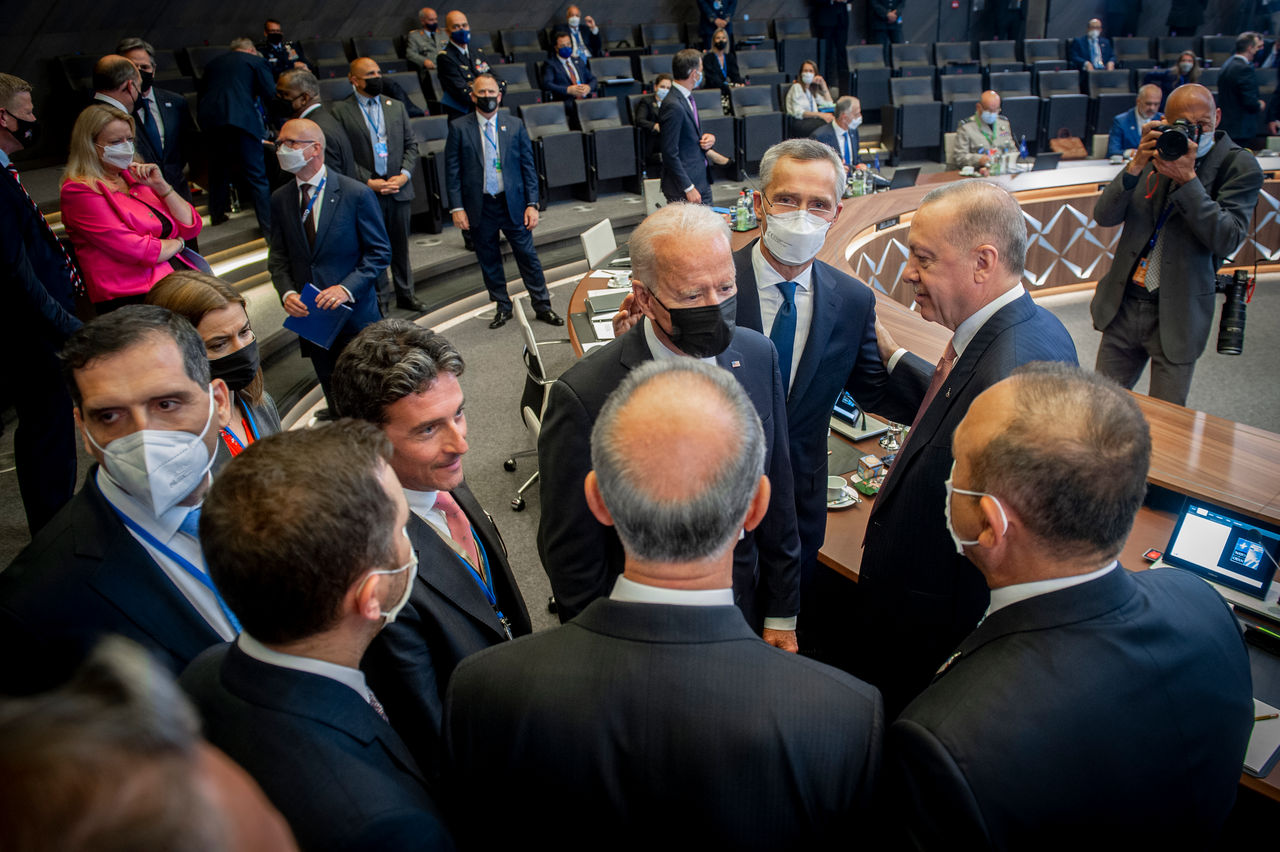 NATO Secretary General Jens Stoltenberg with Joe Biden (President of the United States of America) and Recep Tayyip Erdogan  (President, Turkey)