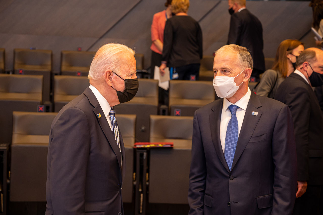 Joe Biden (President of the United States of America) and NATO Deputy Secretary General Mircea Geoana