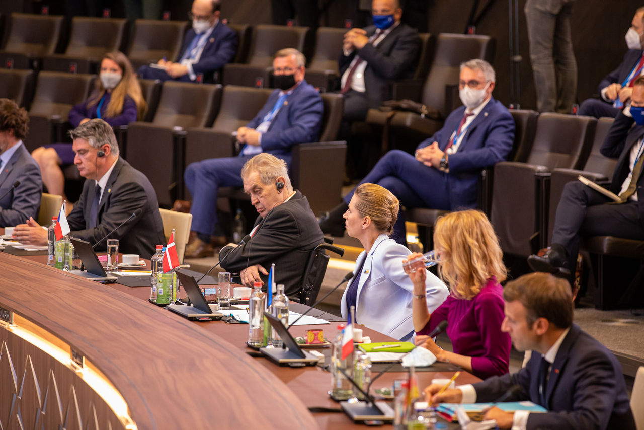 Zoran Milanovic (President, Croatia); Miloš Zeman (President, Czech Republic); Mette Frederiksen(Prime Minister, Denmark); Kaja Kallas (Prime Minister, Estonia); Emmanuel Macron (President of the French Republic)