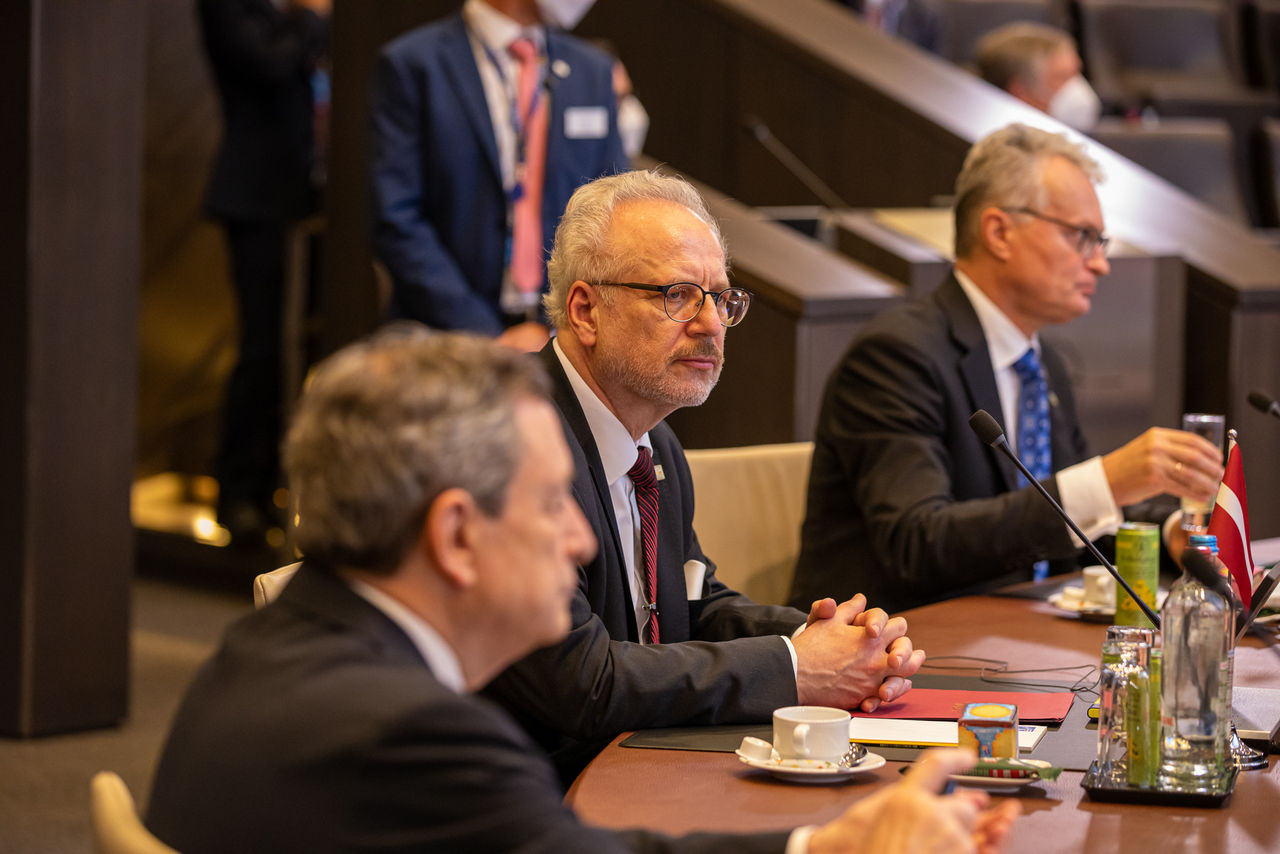 Mario Draghi (Prime Minister, Italy); Egils Levits (President, Republic of Latvia); Gitanas Nauseda (President, Republic of Lithuania)