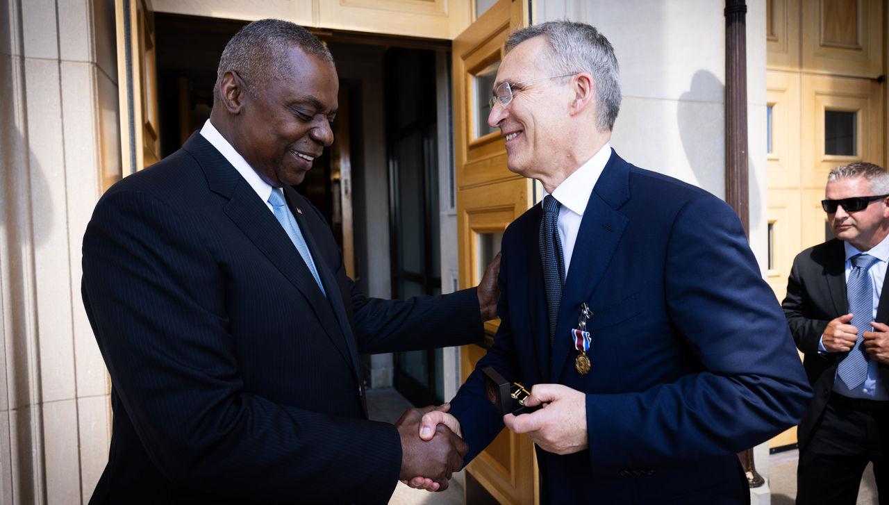 NATO Secretary General Jens Stoltenberg receives the US Department of Defense's Medal for distinguished Public Service