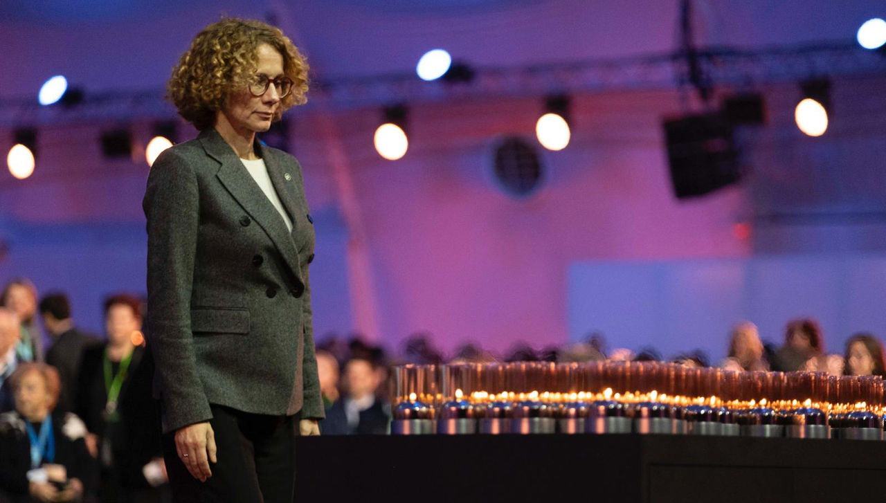 NATO Deputy Secretary General Radmila Shekerinska attends the ceremony marking the 80th Anniversary of the liberation of the former Nazi concentration and extermination camp of Auschwitz-Birkenau in Poland