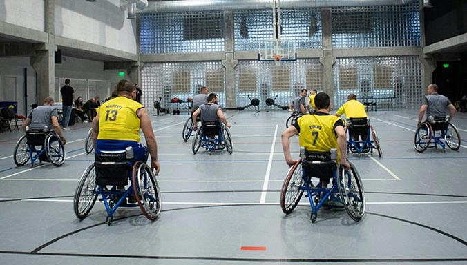 Athletes from the Ukrainian National Team play basketball in the lead-up to the 2025 Invictus Games in Vancouver and Whistler, Canada.