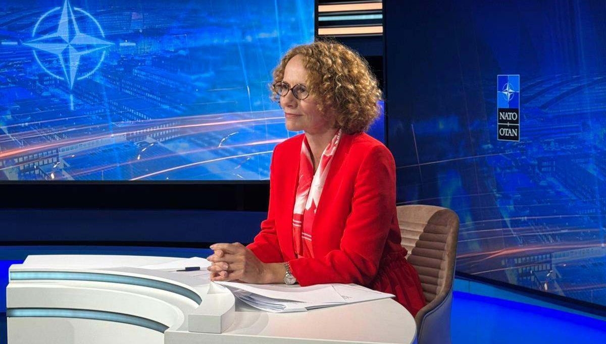 NATO Deputy Secretary General Radmila Shekerinska addresses the Annual Meeting of the Romanian Diplomacy remotely from NATO Headquarters