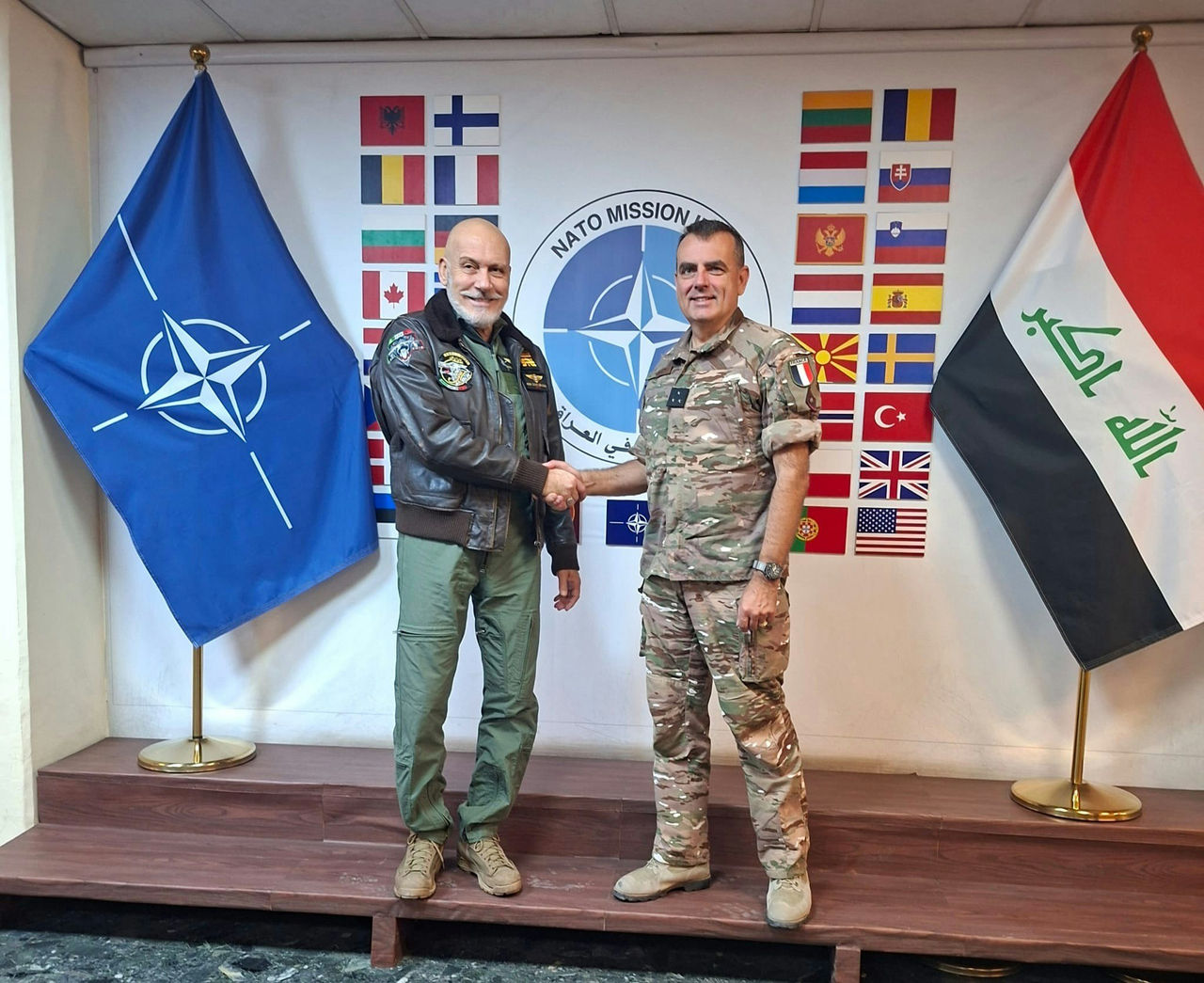 The Chair of the NATO Military Committee, Admiral meets with the Commander NMI, Major General Christophe Hintzy