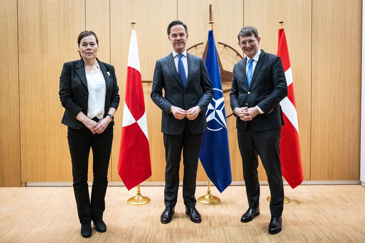NATO Secretary General Mark Rutte meets with Troels Lund Poulsen, Minister of Defence of Denmark and Vivian Motzfeldt, Minister for Foreign Affairs and Research of Greenland