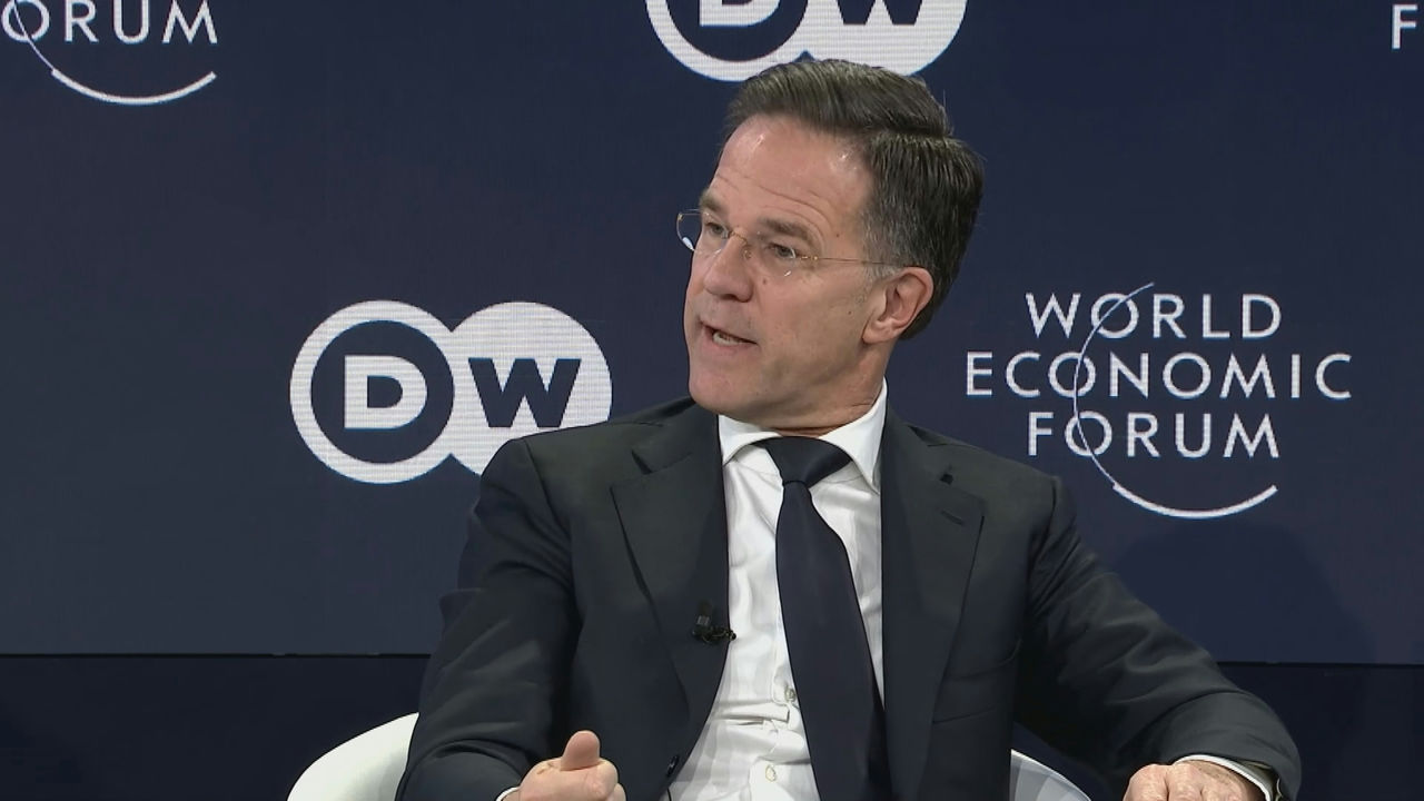NATO Secretary General Mark Rutte participating in the panel "Can Europe Defend Itself?" at the 2026 annual meeting of the World Economic Forum in Davos, Switzerland