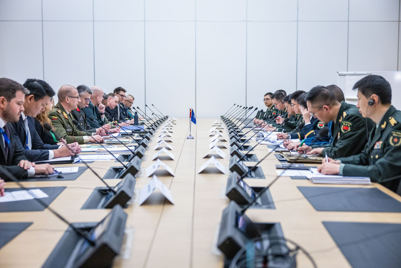 Director General of the International Military Staff Lieutenant General Remigijus Baltrėnas engages in staff talks with China