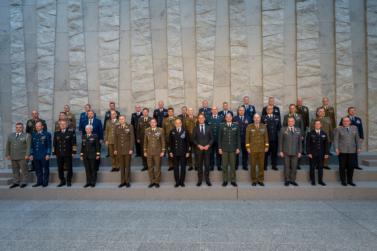 Family Photo of Allied Chiefs of Defence with NATO Secretary General Mark Rutte