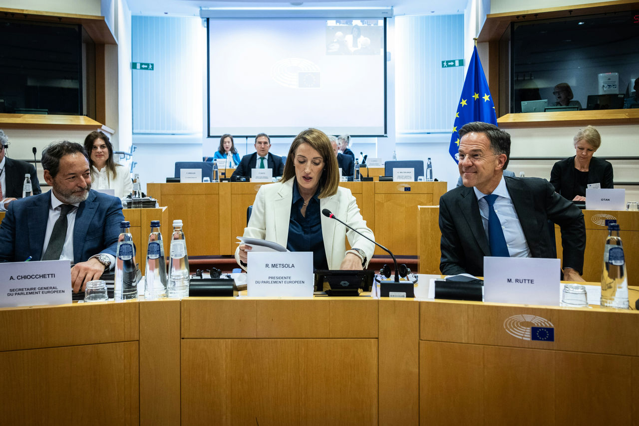 NATO Secretary General Mark Rutte and Roberta Metsola, President of the European Parliament