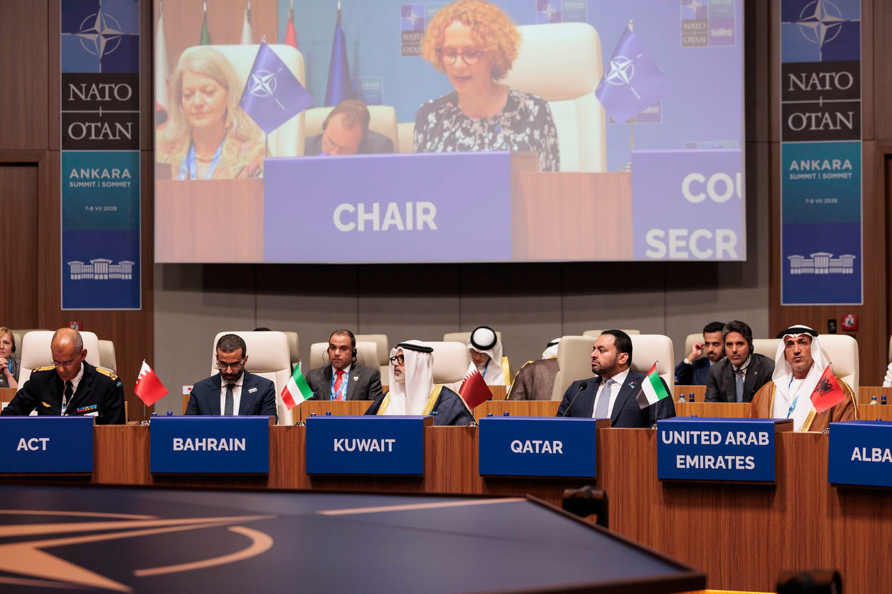 [from left to right] Director General of Bilateral Relations, Ministry of Foreign Affairs of Bahrain Sheikh Abdulla Al Khalifa, Minister of Foreign Affairs of Kuwait Sheikh Jarrah Jaber Al-Ahmad Al-Sabah
Minister of Foreign Affairs of Qatar Mohammed bin Abdulaziz Al-Khulaifi, Minister of Foreign Affairs of the United Arab Emirates Mohamed bin Mubarak Fadhel Al Mazrouei
