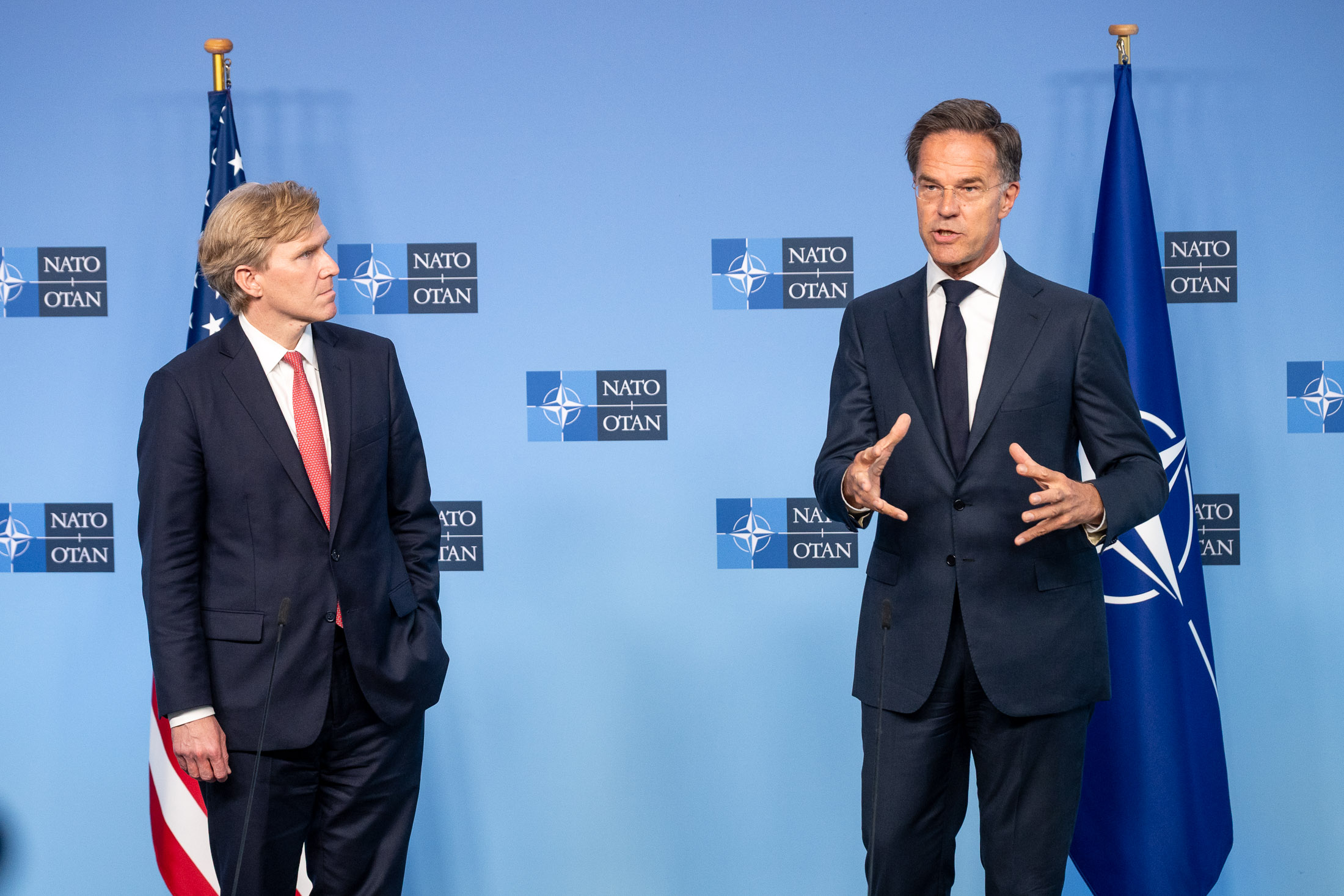 Press statements by NATO Secretary General Mark Rutte and US Under Secretary of War for Policy Elbridge A. Colby at NATO Headquarters, Brussels