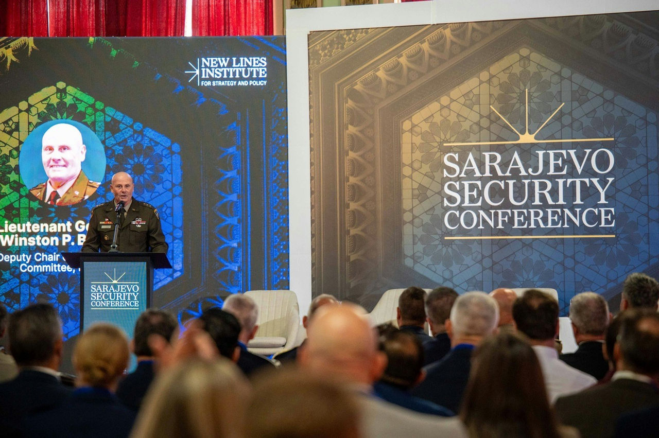 The Deputy Chair of the NATO Military Committee (DCMC), Lieutenant General Winston P. Brooks, speaking at the Sarajevo Security Conference