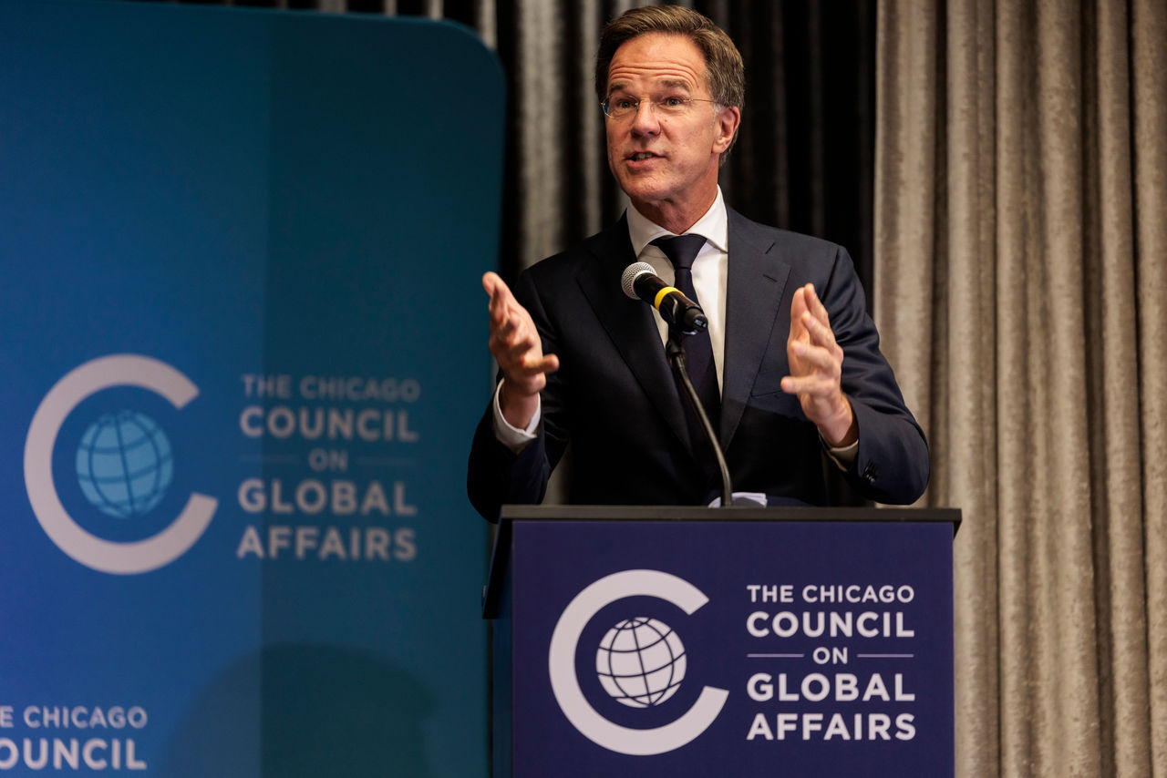 NATO Secretary General Mark Rutte participates in an event hosted by the Chicago Council on Global Affairs 