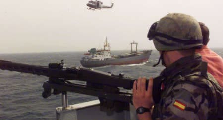 Ship ahoy: Every day, merchant ships sailing through the Mediterranean are "hailed" by patrolling NATO naval units and aircraft (© AFSOUTH)
)