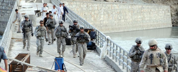 NATO ISAF troops on Marawara bridge, October 2009, Afghanistan. © NATO
)