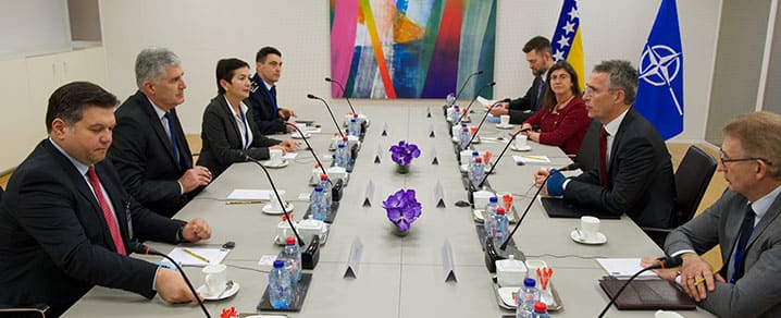 Dr. Dragan Covic, Chairman of the Presidency of Bosnia and Herzegovina during the bilateral meeting[br/]with NATO Secretary General Jens Stoltenberg. © NATO
)