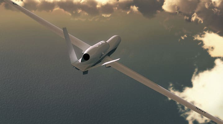  The ‘TRITON’ – under development by Northrop Grumman for the US Navy to be part of the Broad Area Maritime Surveillance (BAMS) programme – is an advanced intelligence, surveillance and reconnaissance missions system, which may operate under control or autonomously.(Courtesy of Northrop Grumman)
