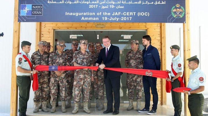 NATO and the Jordanian Armed Forces inaugurated the newly established Computer Emergency Response Team (CERT) in Amman on 19 July 2017. Efforts to enhance Jordanian cyber defence capabilities are part of a wider defence capacity building package for Jordan. © NATO
)